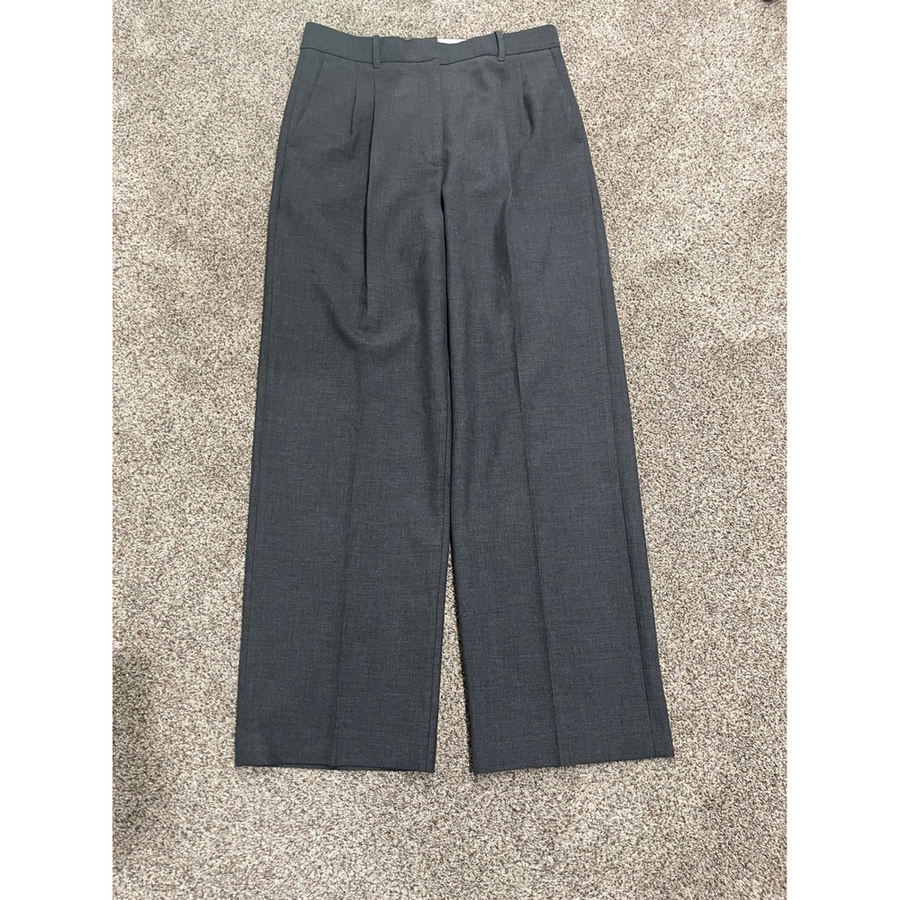 Wilfred Aritzia The Effortless Pant Charcoal Grey Wide Leg Pleated Trousers 12